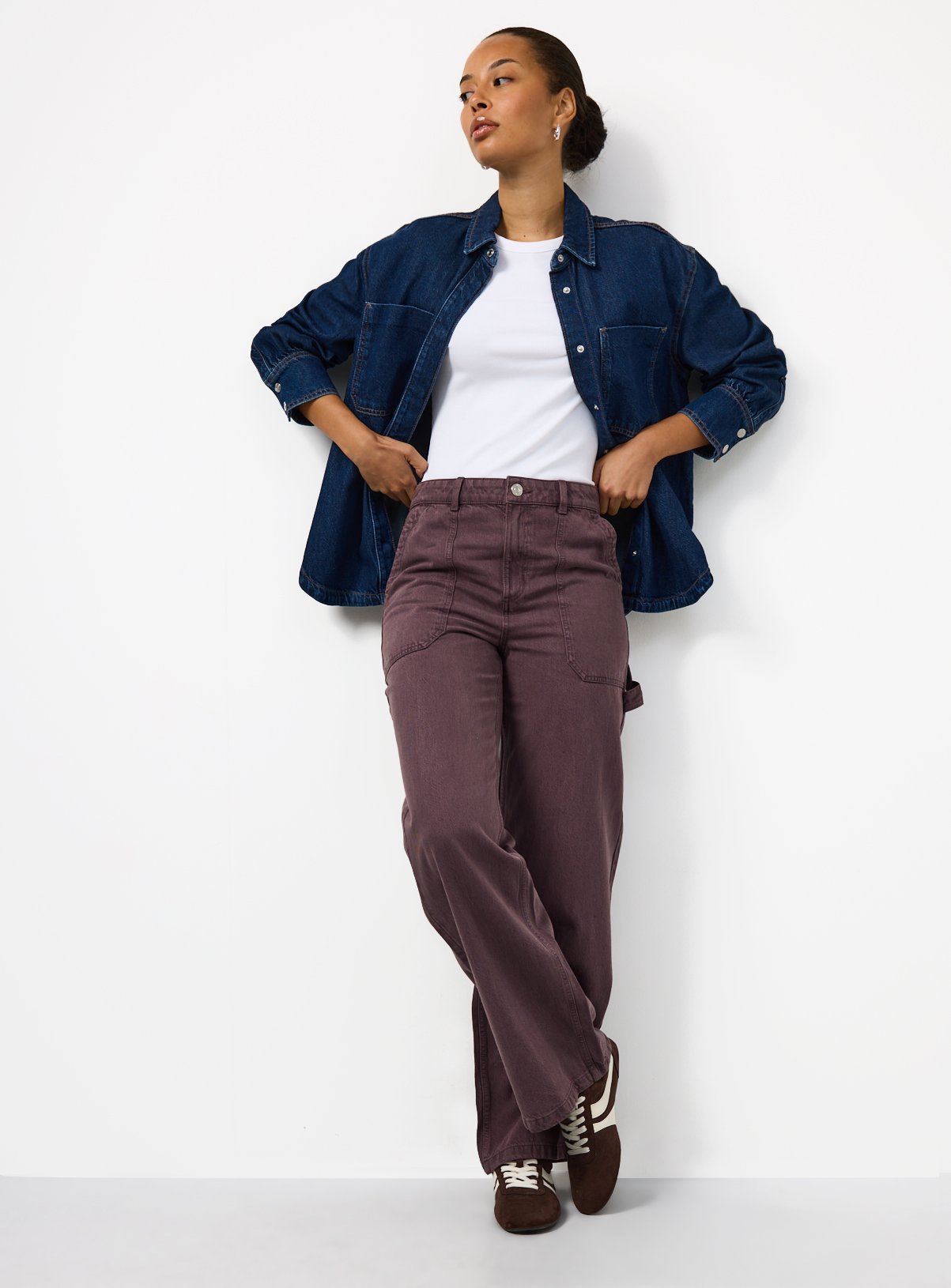 Dark Purple Denim Wide Leg Jeans 20L - Image 2 thumbnail